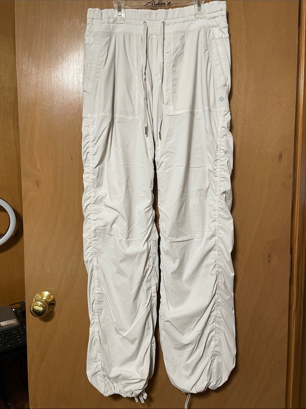 lululemon athletica White Ruched Drawstring Track Joggers